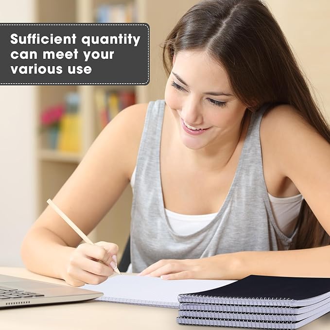 Faccito 6 Pack Top Steno Spiral Notebooks Bulk Top Bound Steno Pads Spiral Book11 x 8-1/2" 100 Sheets College Ruled Paper Notebooks for Office School University Work Supplies (Black)