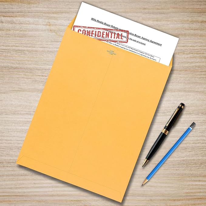 EnDoc 10 x 15 Clasp Envelopes - 100 Pack Brown Kraft Catalog Mailing Gummed Seal Envelope - 28lb Heavyweight 10x15 Inches Manila Envelopes for Home, Office, Business, Legal or School