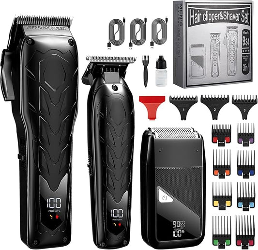 Lanumi Professional 3 in 1 Hair Clipper and Trimmer Set Men Electric Razor Shavers Beard Trimmer Rechargeable Barber Clippers Haircut Kit Gifts for Him,for Barbers