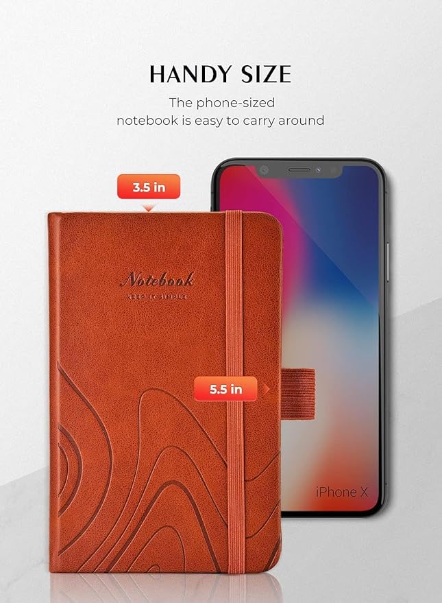 AISBUGUR Pocket Notebook, Small Notebook, Total 320 Pages 2-Pack, 3.7" x 5.7" Pocket Notebook (2 Pack, Brown1)