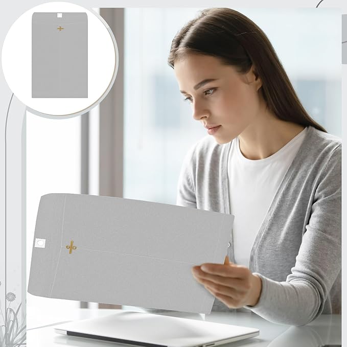 Geyee 50 Pcs 9 x 12 Inch Gray Manilla Clasp Envelopes Letter Size Mailing Envelopes with Clasp Closure for Filing Storing Documents Office Home Business School