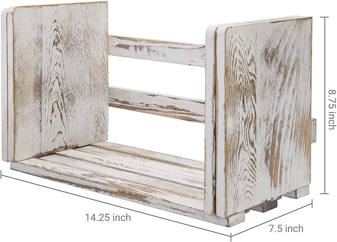 MyGift Rustic Expandable Whitewashed Wood Desktop Bookshelf/Adjustable Tabletop Book Holder Organizer Rack