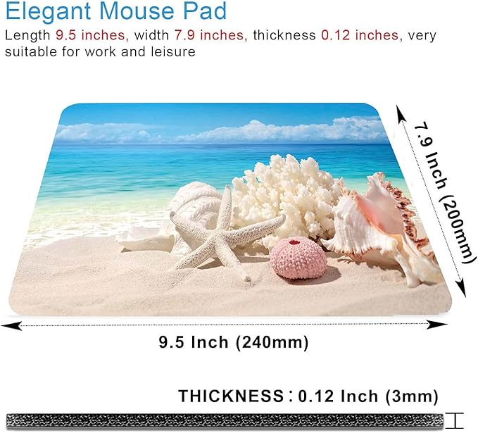 Sand Beach Mouse Pad,Cute Mouse pad,Custom Small Mouse Pads with Designs,Portable Office Non-Slip Rubber Base Wireless Mouse Pad for Laptop