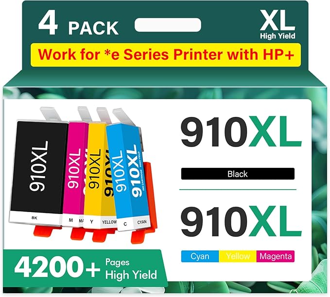 910XL 910 8015e Ink Cartridges Combo Pack Replacement for HP Printers 8025e 910 XL 910XL Black and Color 910XL/910 Multipack for OfficeJet Pro 8015e 8025e 8028e 8020 8035e 8034e 8020e 8025 8010 8028