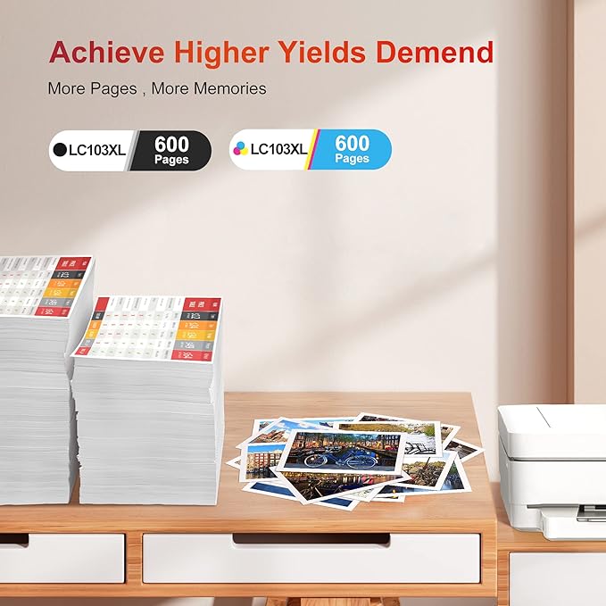 ejet Compatible Ink Cartridge Replacement for Brother LC103XL LC103 XL LC101 LC 101 for MFC-J870DW MFC-J6920DW MFC-J6520DW MFC-J450DW MFC-J470DW Printer (8 Black, 4 Cyan, 4 Magenta, 4 Yellow, 20 Pack)