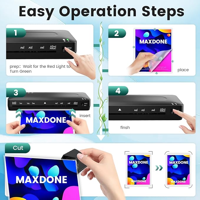 Laminator Machine 11x17 Laminator - 13 Inch Cold Thermal Laminators Machine with Laminating Sheets, A3 Personal Laminators for Teachers, Laminating Machine 90s Warm-Up No Jam for Home Office School