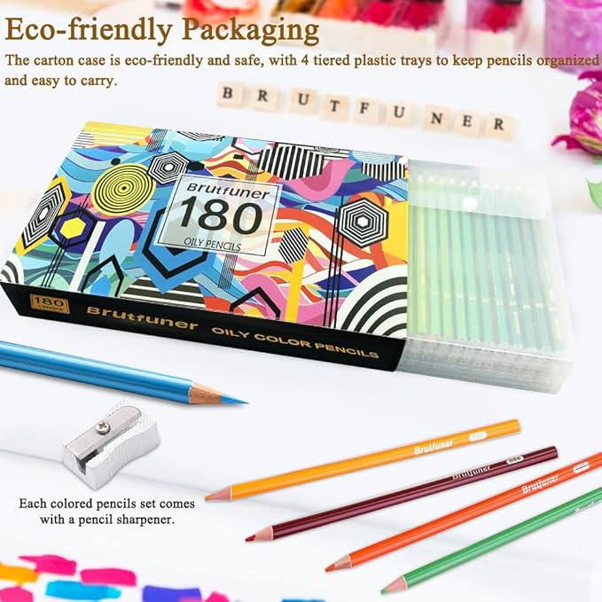 LBW Colored Pencils Oil Pencils Soft Core Color Pencil Set Ideal for Adult Coloring Books Kids Artists Beginners (180)