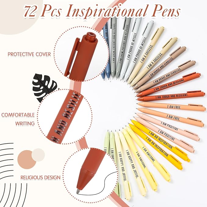 72 Set/144 Pcs Positive Affirmation Gift Set Gratitude Notebooks with Pens Small Bags Motivational Encouragement Notepads Daily Affirmations Journal for Women Stress Relief Self Care (Rainbow)