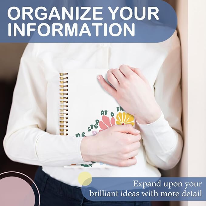 SNNDER Mental Health Inspirational Spiral Notebooks, Abstract Floral Journaling Notebook, Positivity Journals for Writing, Motivational Notebook for Note Taking, Positive Gifts for Women, 5.5x8.3 Inch