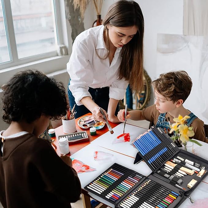 KALOUR 82 Pack Drawing Sketching Kit, Pro Art Supplies with Sketchbook, Include Tutorial,Colored, Graphite, Charcoal, Watercolor,Metallic & Pastel Pencils, Drawing Set for Adults Teens Beginner