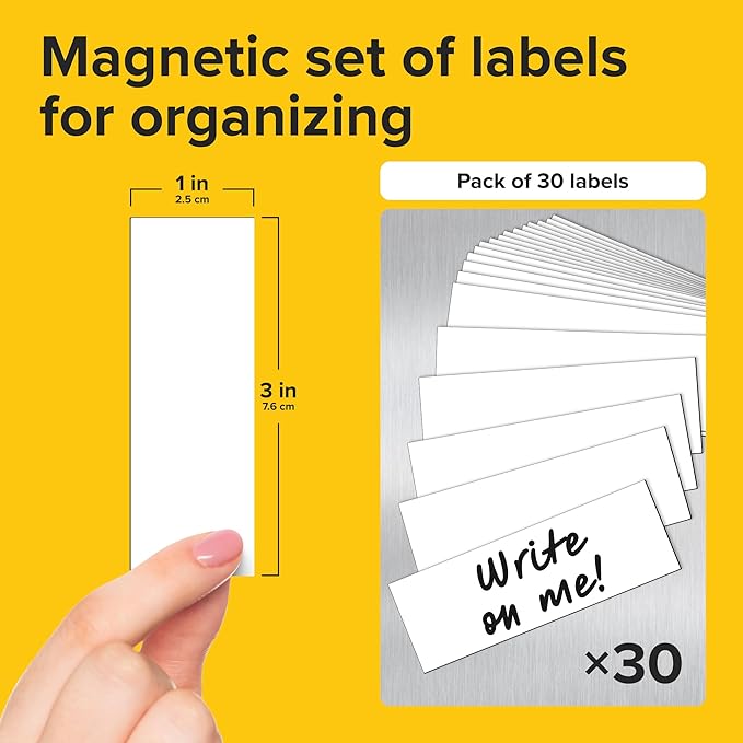 X-bet MAGNET Dry Erase Magnetic Labels 30 pcs 1x3 - Reusable Sticky Notes - Magnetic Notepads for Refrigerator - Dry Erase Magnetic Sheets - Blank Magnet Stickers - Used for Whiteboard, Classroom