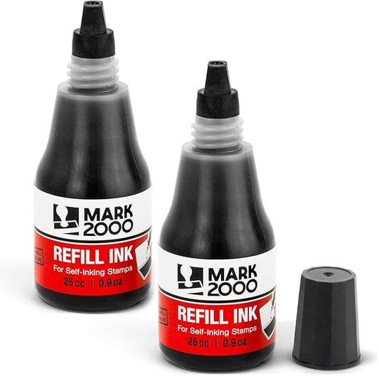 Self-Inking Refill Ink - 2 Pack - Black - 25cc (0.9oz)
