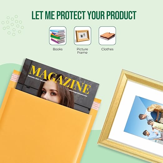 Fuxury Kraft Bubble Mailers 8.5x12 Inch 40 Pack Strong Adhesion Padded Envelopes #2 Self Seal Bubble Envelopes Padded Mailers for Packaging Books,for Small Business Yellow