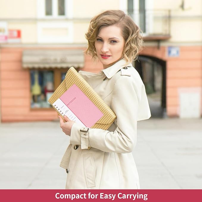 Lined Spiral Notebook College Ruled A5 Journal Book for Note Taking, 160 Pages Writing Journal for Office and Home School Supplies 5.75x8.125 inch (3pack-Pink/NavyBlue/Black)