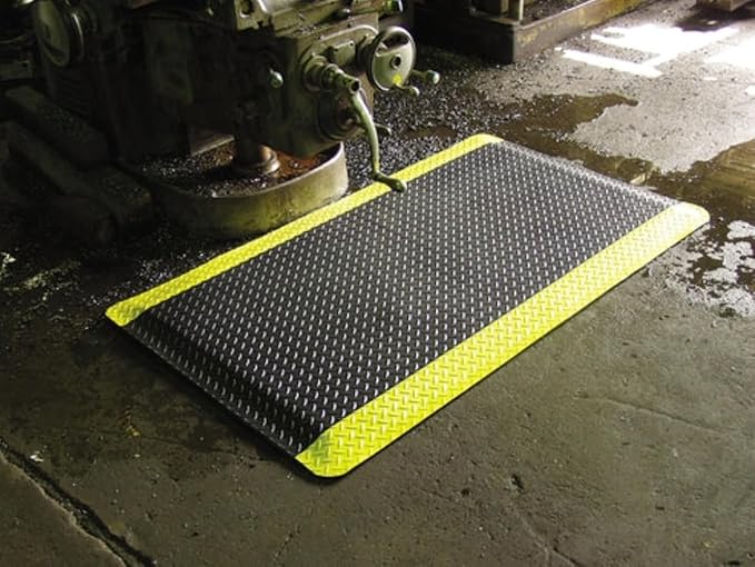 Rhino Mats, American Classic Diamond Anti-Fatigue Mats, Industrial Ergonomic Comfort Standing Mat for Work, Home, Garage, Office, Kitchen or Anywhere (Black/Yellow 9/16" Thick, 3 FT. x 20 FT.)