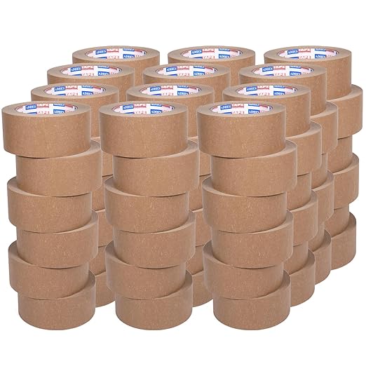 ADHES Heavy Duty Kraft Paper Tape Eco Friendly Packing Tape Writable Non-Coated Surface for Masking, Sealing, and Packaging Use,2” x 43 Yards,72Rolls