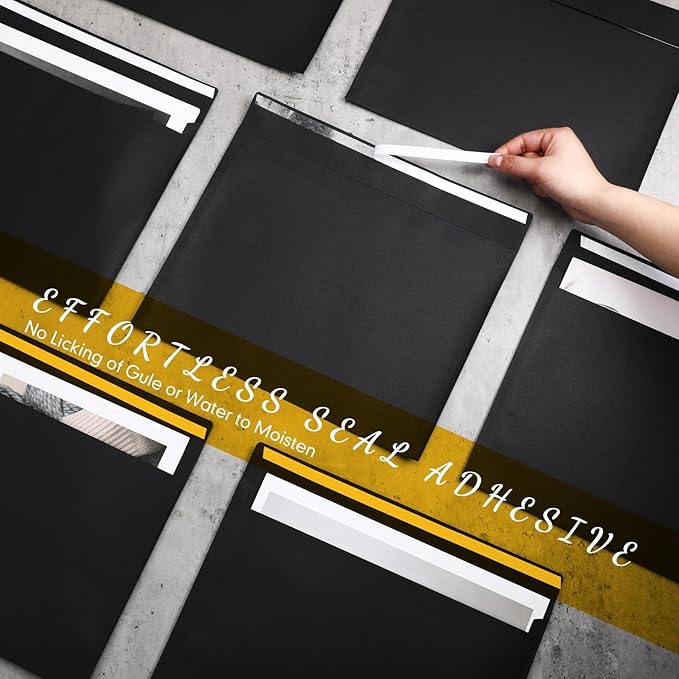 Crtiin 100 Pcs 9 x 12 Open End Booklet Envelopes 80 lb 120gsm Catalog Envelopes with Closure for Mailing Catalog Financial Document Magazine Pamphlet Business(Black)