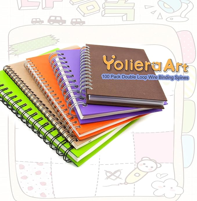 100 Pack Metal Twin Loop Binding Wire Coils, 34-Loop, 3/4" Cinch Book Binding Wire, 3:1 Pitch, YolieraArt Double Loop Bindings180 Sheet Capacity Fit for School Office Notebook Maker Gold