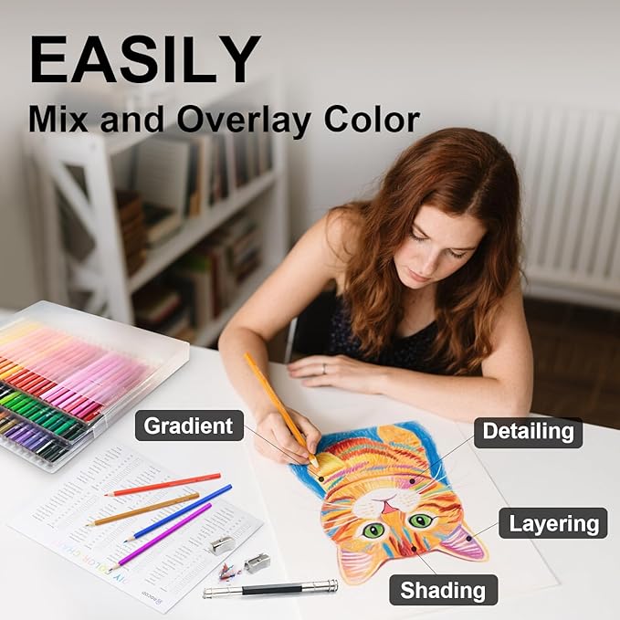 96 Colored Pencils Professional Coloring Pencil Sketch Colored Drawing Pencils Artist Color Pencil for Kids and Adults Coloring Art Color Pencils Set