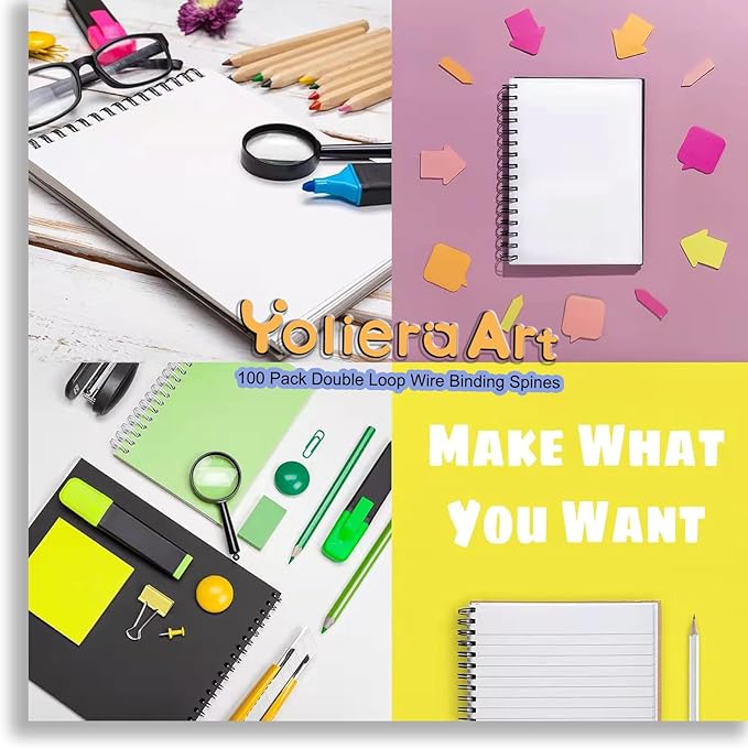 100 Pack Double Loop Wire Binding Spines, YolieraArt Wire Binding Spines, 5/16 Inch Binding Wire for Letter Size (5/16 Inch (40 Sheet Capacity), 100P, 3:1 Pitch, Silver)