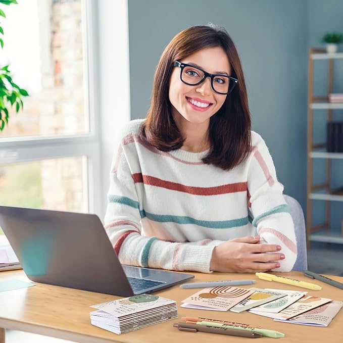 24 Set/48 Pcs Positive Affirmation Gift Set Gratitude Notebooks with Pens Small Bags Motivational Encouragement Notepads Daily Affirmations Journal for Women Stress Relief Self Care (Boho)