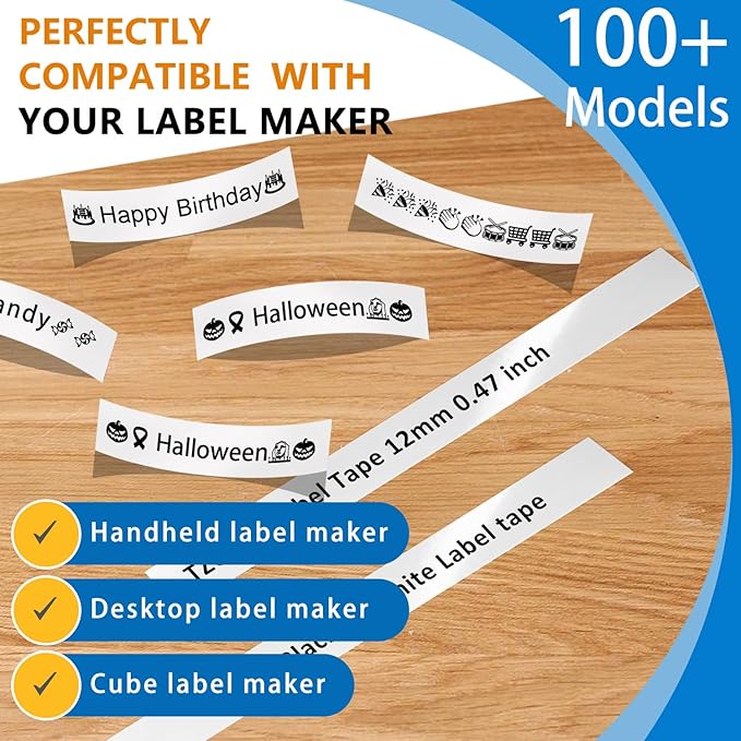 15Pack TZe TZ Tape 12mm 0.47 Laminated White Replacement for Brother P-Touch TZe-231 TZC-231 Label Maker Tape Compatible with Brother Label Maker PT-D210 PT-D220 PT-H110