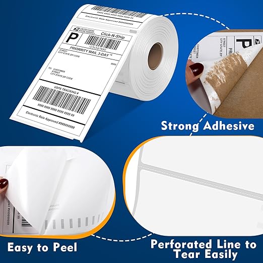 L LIKED 3300 PCS 4"x 6" Direct Thermal Labels White Perforated Shipping Label, Compatible with DYMO 4XL 1744907,Zebra, Rollo, Jadens, Nelko, 220 Labels per Roll, 15 Rolls