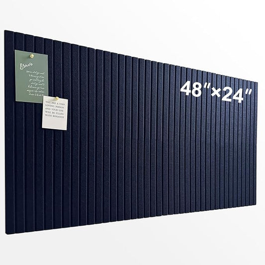Large Cork Board for Office,8 Pack Felt Wall Tiles with Slat Wall Paneling,Felt Bulletin Board Pin Board Cork Boards for Walls - Dark Blue