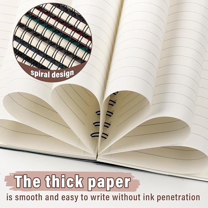 Fuutreo 12 Pcs Spiral Notebook for Work A5 8.3 x 5.7 Inch College Ruled Spiral Journal Notebook Kraft Cover Ruled Paper, 12 Color, 60 Sheets, 120 Pages for Office School(Business Color)