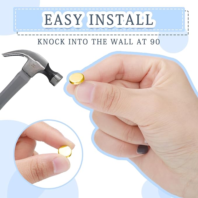 Shimeyao 30 Pieces Push Pins, Metal Thumb Tacks for Picture Photo Hanging, Wall Pins for Board Posters Bulletin Maps, Wall Tack for Office Home Decorative (Gold,Black,Silver)