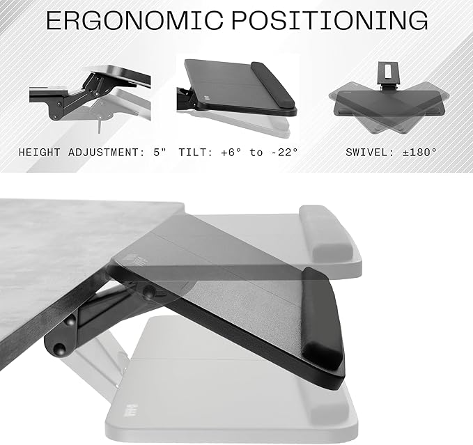 VIVO Adjustable Computer Keyboard & Mouse Platform Tray Ergonomic Under Table Desk Mount Drawer Underdesk Shelf (MOUNT-KB03B)