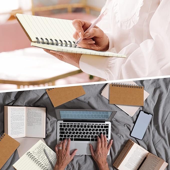 Jutom 150 Pcs Small Spiral Notebooks Memo Pads 3x5 Bulk Small Pocket Notebooks Mini Notepads with Lined Pages Mini Journals for Office Back to School Work Writing Supplies, 120 Pages (Kraft Color)