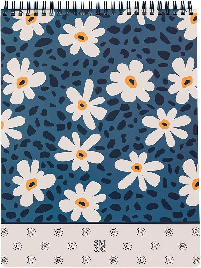Steel Mill & Co Large Top Spiral Notebook College Ruled, 11" x 8.5" with Durable Hardcover and 160 Lined Pages (Leopard Daisy)