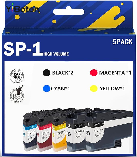 SP-1 SP01 Sublimation Ink Cartridges (5-Pack) SP01BKS SP01CS SP01MS SP01YS Ink Compatible with Thermo Sublimation SP-1 Printers,110ML