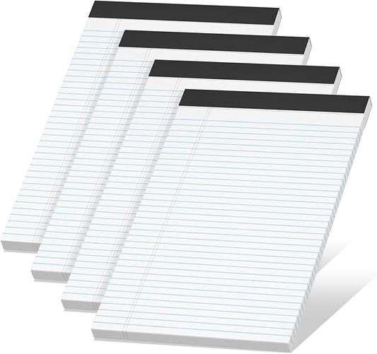 4 Pack Note Pads 8.5 x 11 White Legal Pads Narrow Ruled - 30 Sheets Per Notepad, Double-Side Printed Thick Writing Pads, Perforated Legal Pad 8.5 x 11 Notepads Paper for School College Office Business