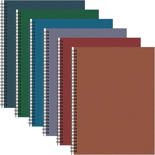 Glenmal 6 Pcs Spiral Notebook for Work A4 8.5 x 11'' College Ruled Spiral Journal Notebook Kraft Cover Ruled Paper, 120 Sheets 240 Pages for Office Study Supplies (Business Colors)