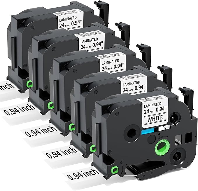 Label KINGDOM TZe-251 24mm Label Maker Tape Compatible with Brother P-Touch TZ 251, 24mm 0.94" Laminated Tz Tape for PT-D600 PT-D610BT PT-P700 PT-P710BT, 5 Pack