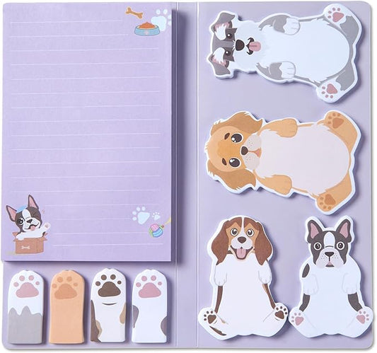 Hommie Cute Sticky Notes, Dog Sticky Notes Set Planner Dividers Self-Stick Notes Pads Animal Divider Tabs Bundle Writing Memo for Dog Lovers Home Office School Supplies