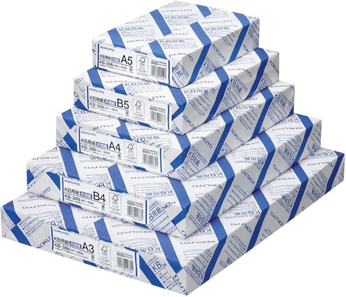 Kokuyo B4 (9.8 × 13.9 inches) KB Paper, 500 Sheets, 64gsm, 80 Bright - Perfect for Legal documents, Technical Manuals and Research Papers- FSC Certified, Japan Import (KB-L31TN)