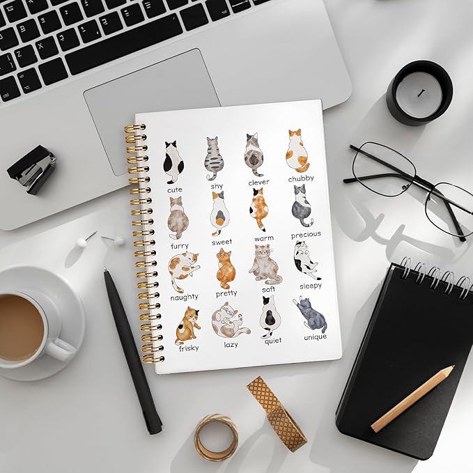 Cat Notebook Journal, Cat Office Supplies Notebooks for School, Cat Lover Gifts for Women Men, Cat Gifts for Girls, Cat Notepad 5.5x8.3 Inch