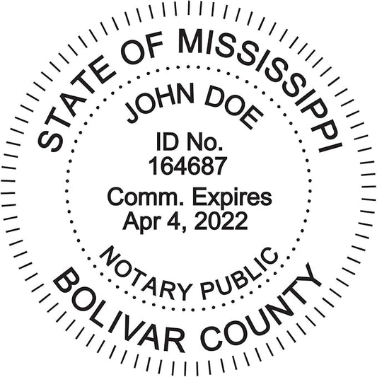 Round Notary Stamp for State of Mississippi- Self Inking Stamp - Top Brand Unit with Bottom Locking Cover for Longer Lasting Stamp - 5 Year Warranty