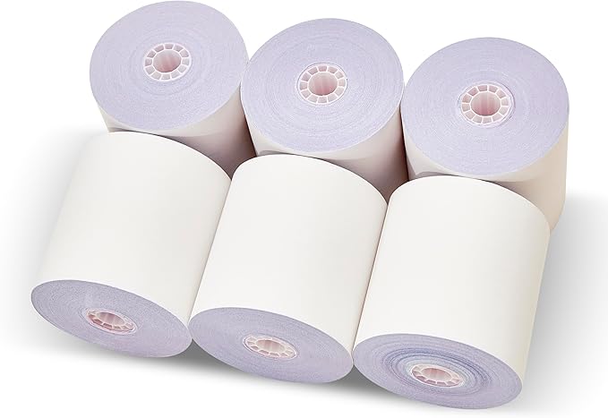 3-ply 3" inch 65' Feet (50 Rolls) White/Canary/Pink Carbonless Kitchen Paper 50 Rolls TMU 220 ShopSmartOnline (3-ply 3" inch 65' Feet)