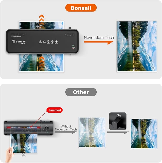 Bonsaii Laminator, 9 Inch 4 in-1 Thermal Laminator Machine Never Jam Technology with 40 Laminting Sheets, Paper Cutter, Corner Rounder for Home Office School Business