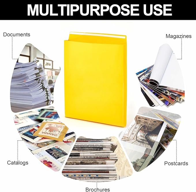 40 Pcs 14 x 18 x 2 Inch Large Expandable Catalog Envelopes Manilla Kraft Peel and Seal Envelopes Light Large Mailing for Office Home Documents Magazines Photos Storage Organizing