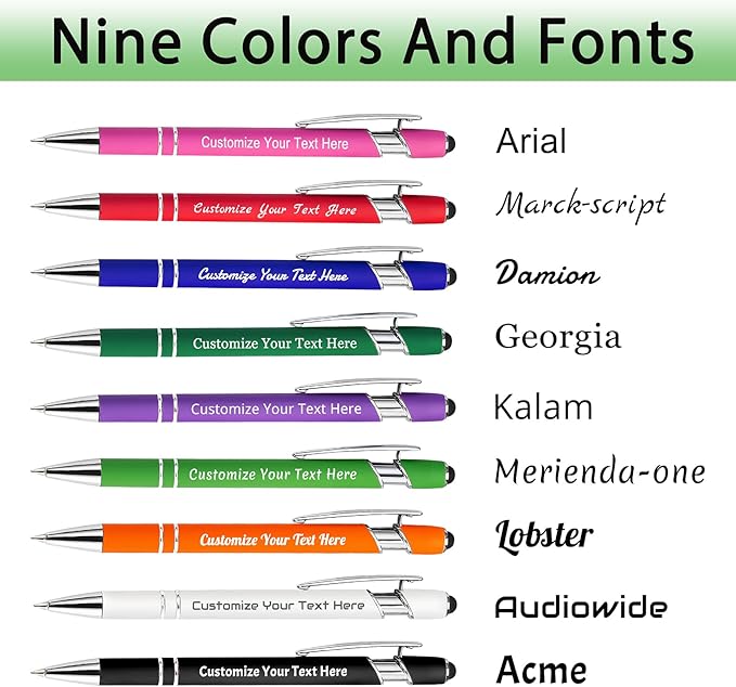 Max 500 Pcs Personalized Pens Bulk, Custom Pens with Free Engraving, Customized Stylus Tip Ballpoint Pen with Your Name Massage Text for School Office Business Graduation Anniversaries-500 Packs