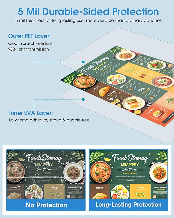 KTRIO Laminating Sheets 5 Mil, Hold 8.5 x 11 inches Sheet, 100 Pack, Clear Thermal Laminate Pouches for Laminator, 9 x 11.5 inches Lamination Sheets for School, Home & Office