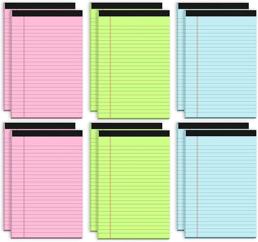 Notepads 5x8 Colored Small Legal Pads, 12 Pack Colored Note Pads 5x8 Pink Notebook Paper, Notepad 5x8 Lined Paper Pads, Small Pads of Paper 5x8 Pink Lined Paper 5 x 8, 30 Sheets/Pad(Blue, Pink, Green)