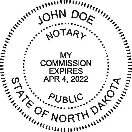 Round Notary Stamp for State of North Dakota- Self Inking Stamp - Top Brand Unit with Bottom Locking Cover for Longer Lasting Stamp - 5 Year Warranty