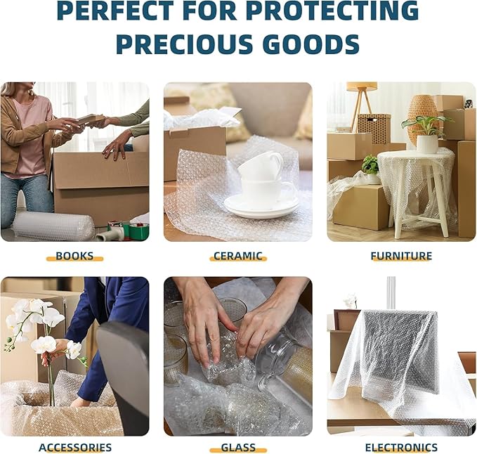 Metronic Bubble Cushioning Wrap 9 Pack 16 Inch x 324 FT, Dense Bubble Packing Air Wrap Clear Bubble Packing Roll for Shipping and Moving Supplies, Perforated Every 12"