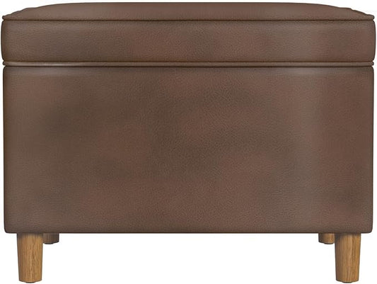 Home Decor | Dinah Collection Modern Storage Ottoman | Ottoman with Storage for Living Room & Bedroom(Brown Faux Leather)